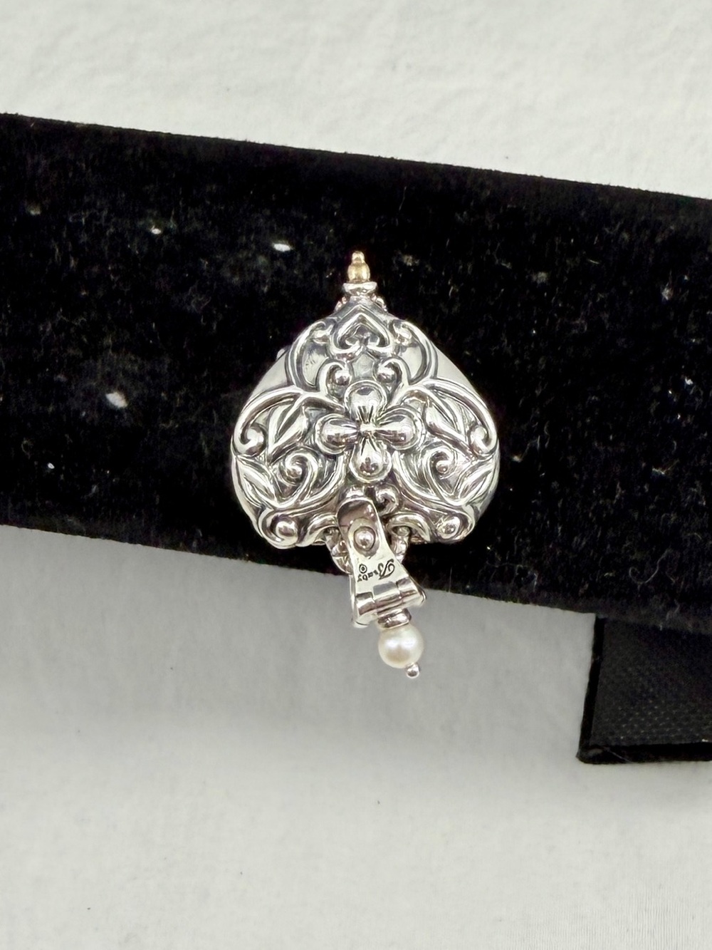 BARBARA BIXBY Sterling Silver 18K Yellow Gold Carnellian Turquoise Heart Pendant - Picture 7 of 13
